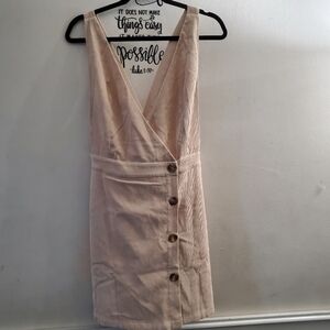 Cream Overall Skirt Light Corduroy Large New